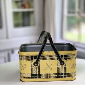 Vintage metal picnic yellow bulk plaid cottagecor